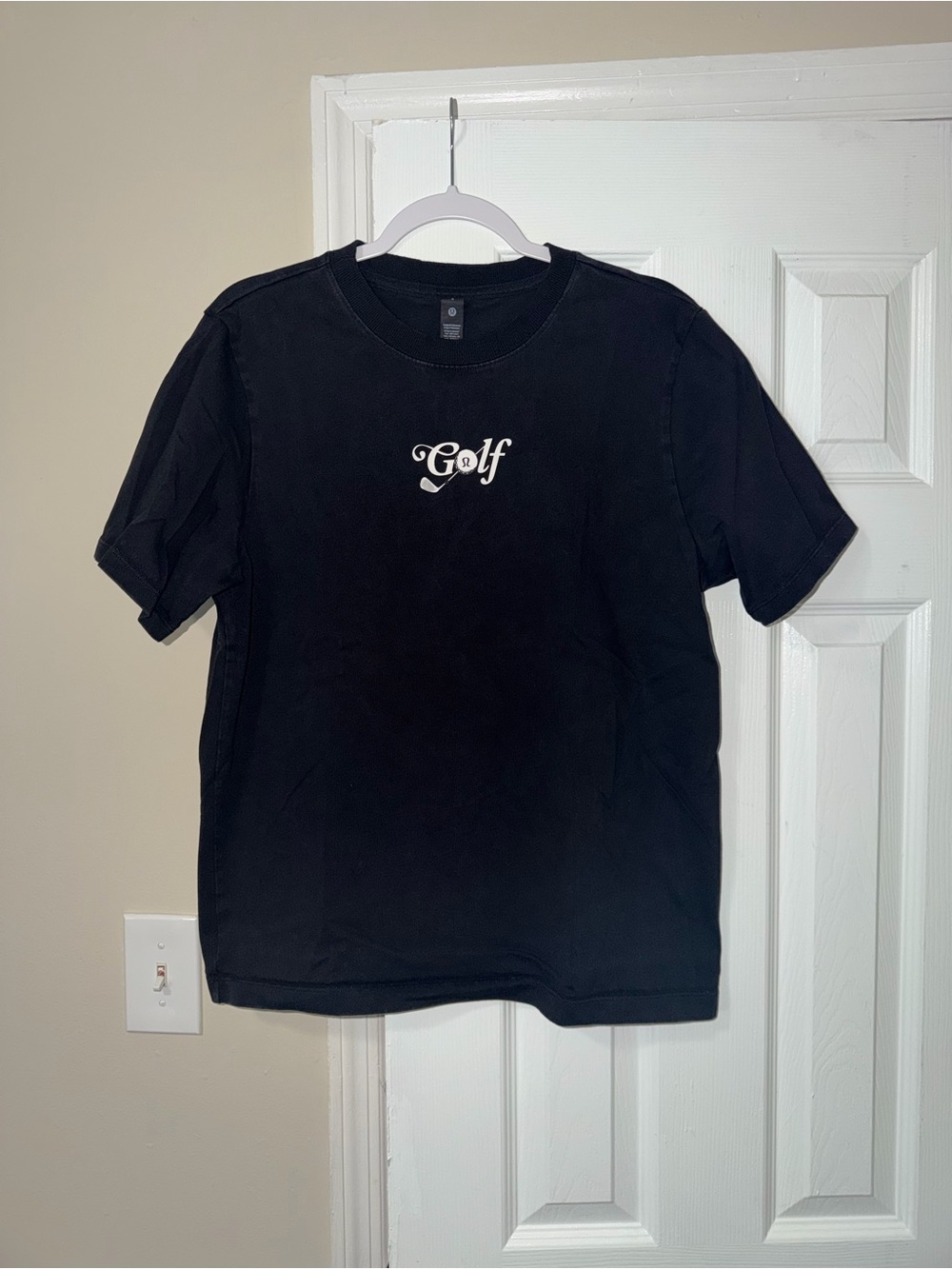lululemon athletica Black Short Sleeve Golf Logo Tee